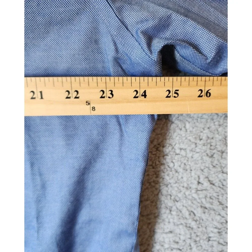 Banana Republic Non Iron Slim Fit Blue Long Sleeve‎ Button Up Shirt Size 17-17.5